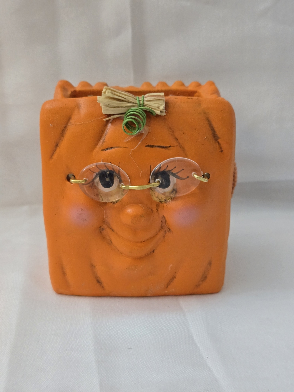 Vintage 1998 Magic Creations Pumpkin Basket Glasses Halloween Decor #3978